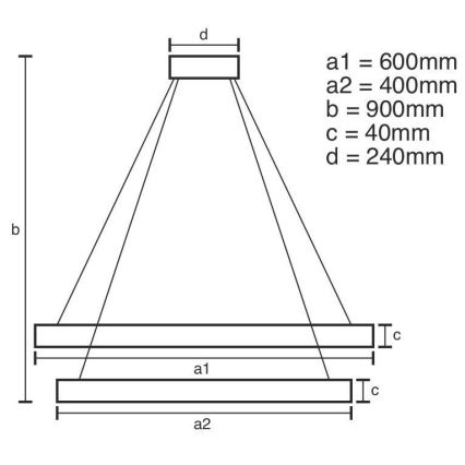 LED prigušivački luster na užetu LED/70W/230V 3000-6500K promjer 60 cm + daljinski upravljač