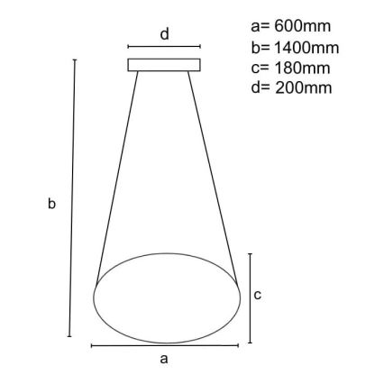 LED prigušivački luster na užetu LED/70W/230V 3000-6500K promjer 60 cm + daljinski upravljač