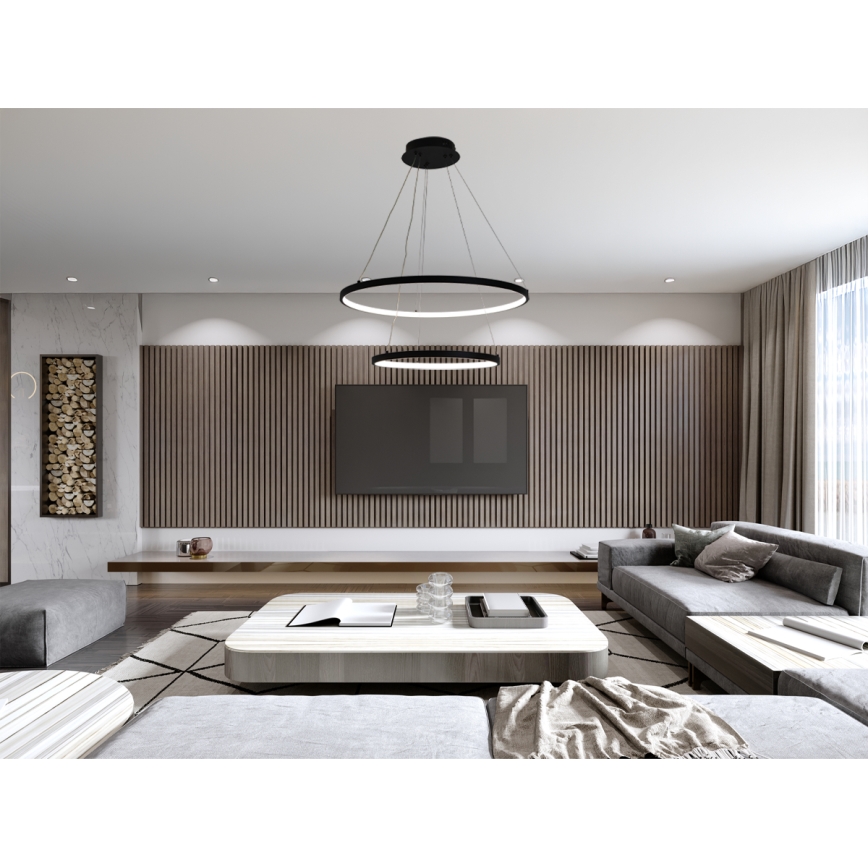LED prigušivački luster na užetu LED/75W/230V 3000-6500K promjer 60 cm + daljinski upravljač