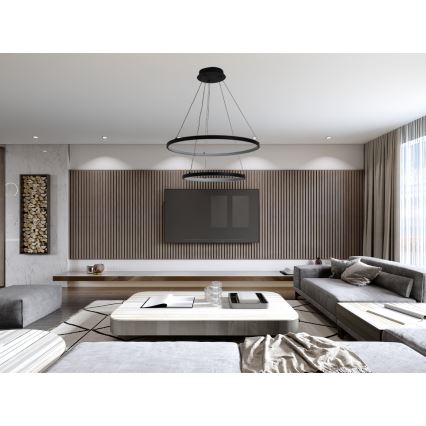 LED prigušivački luster na užetu LED/75W/230V 3000-6500K promjer 60 cm + daljinski upravljač
