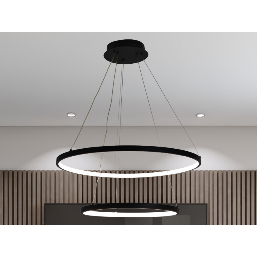 LED prigušivački luster na užetu LED/75W/230V 3000-6500K promjer 60 cm + daljinski upravljač