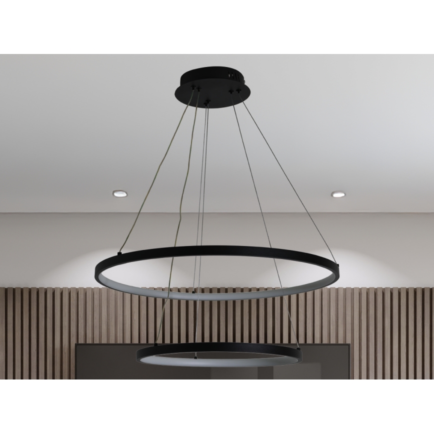 LED prigušivački luster na užetu LED/75W/230V 3000-6500K promjer 60 cm + daljinski upravljač