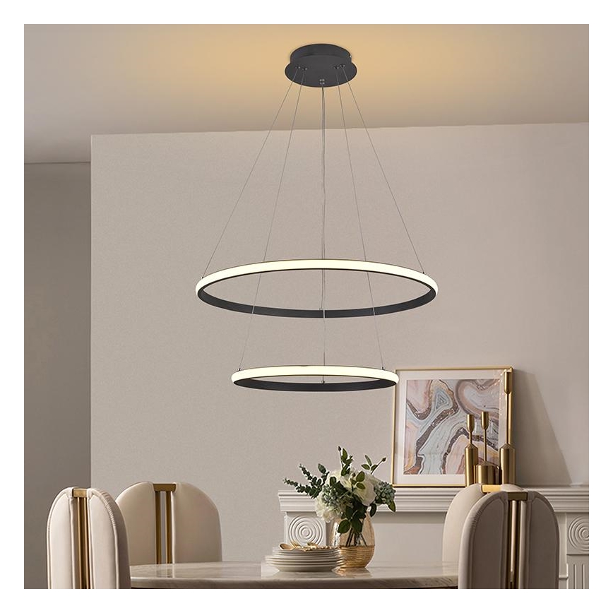 LED prigušivački luster na užetu LED/75W/230V 3000-6500K promjer 60 cm + daljinski upravljač