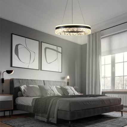 LED prigušivački luster na užetu LED/80W/230V 3000-6500K crna + daljinski upravljač
