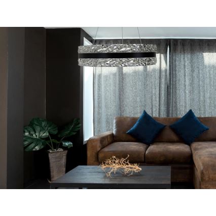 LED prigušivi kristalni luster na užetu LED/80W/230V 3000-6500K crni + daljinski upravljač