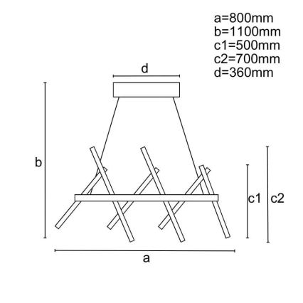 LED prigušivački luster na užetu LED/80W/230V 3000-6500K + daljinski upravljač