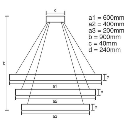 LED luster s prigušivanjem na užetu LED/85W/230V 3000-6500K promjer 60 cm + daljinski upravljač