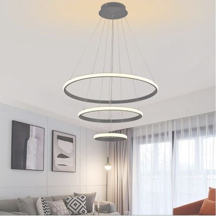 LED prigušivački luster na užetu LED/90W/230V 3000-6500K promjer 60 cm + daljinski upravljač