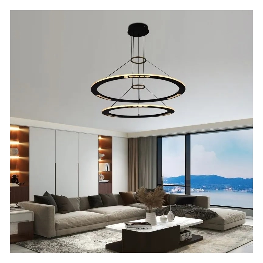 LED prigušivački luster na užetu LED/90W/230V 3000-6500K + daljinski upravljač