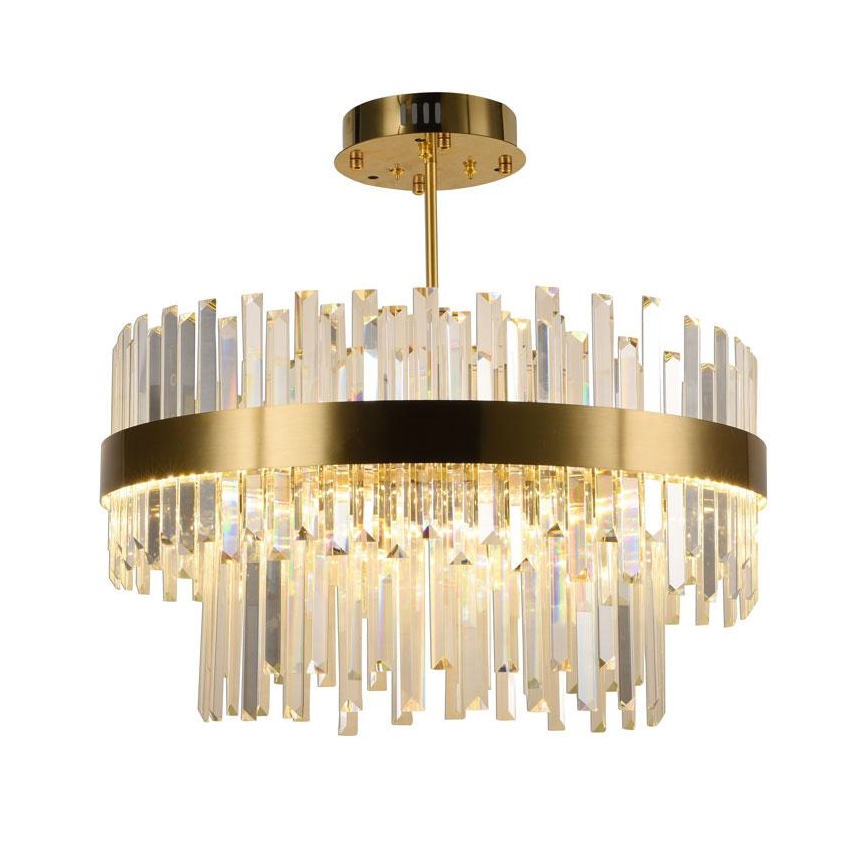 LED Prigušivi kristalni luster sa šipkom LED/80W/230V 3000-6500K zlatna + daljinski upravljač