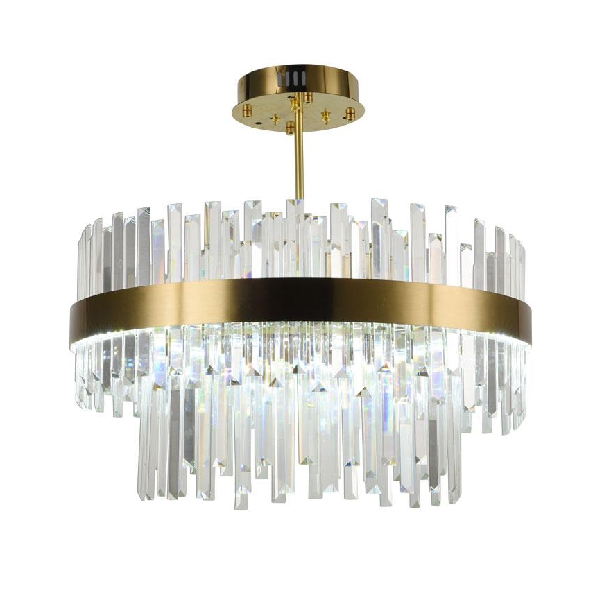 LED Prigušivi kristalni luster sa šipkom LED/80W/230V 3000-6500K zlatna + daljinski upravljač