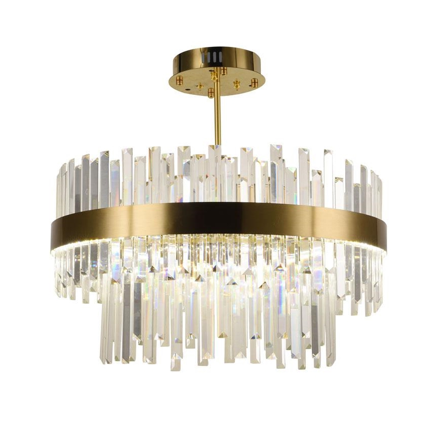 LED Prigušivi kristalni luster sa šipkom LED/80W/230V 3000-6500K zlatna + daljinski upravljač