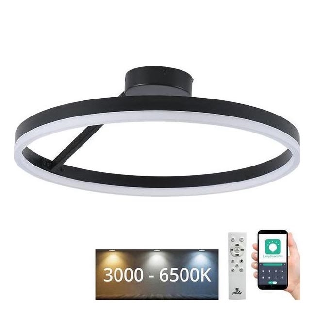 LED Prigušivi nadgradni luster LED/40W/230V 3000-6500K crna + daljinski upravljač