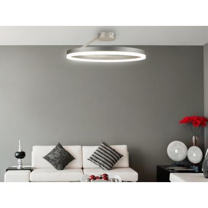 LED Prigušivi nadgradni luster LED/40W/230V 3000-6500K mat krom + daljinski upravljač