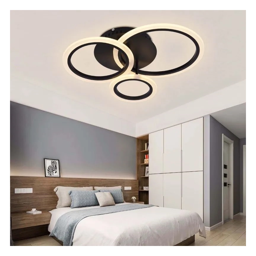 LED Prigušivi nadgradni luster LED/40W/230V 3000-6500K crna + daljinski upravljač