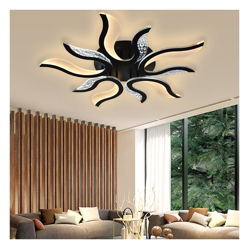LED Prigušivi nadgradni luster LED/65W/230V 3000-6500K crna + daljinski upravljač
