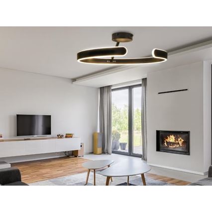 LED Prigušivi nadgradni luster LED/72W/230V 3000-6500K crna + daljinski upravljač