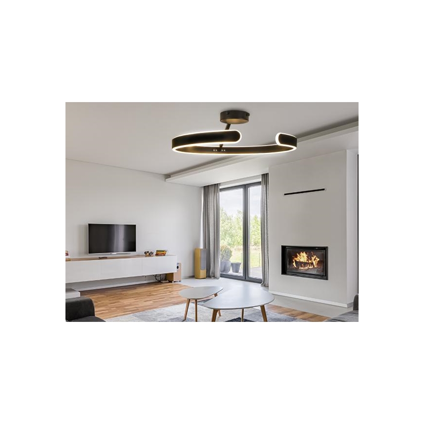 LED Prigušivi nadgradni luster LED/72W/230V 3000-6500K crna + daljinski upravljač