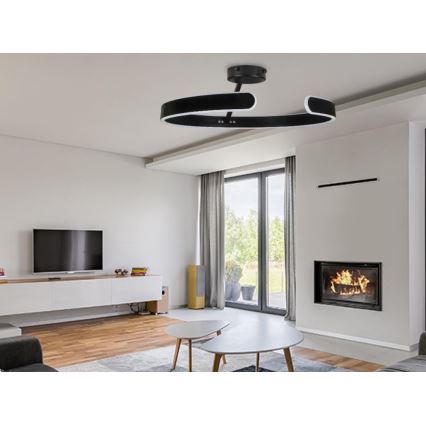LED Prigušivi nadgradni luster LED/72W/230V 3000-6500K crna + daljinski upravljač