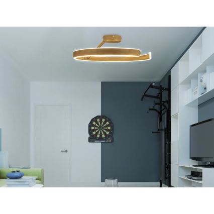 LED Prigušivi nadgradni luster LED/72W/230V 3000-6500K zlatna + daljinski upravljač