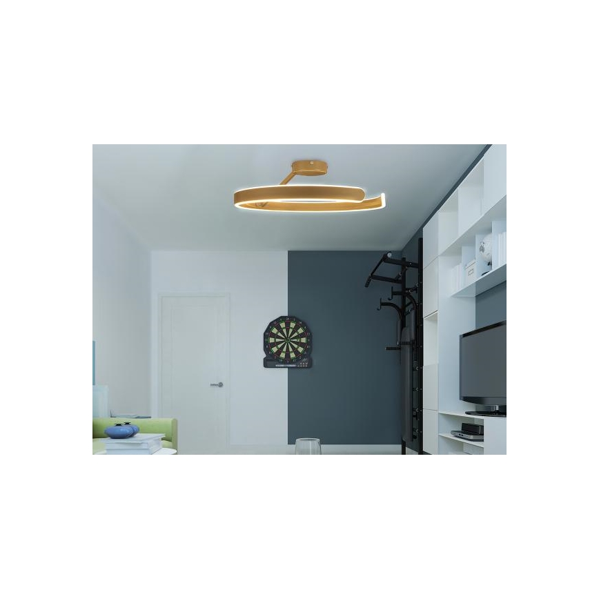LED Prigušivi nadgradni luster LED/72W/230V 3000-6500K zlatna + daljinski upravljač