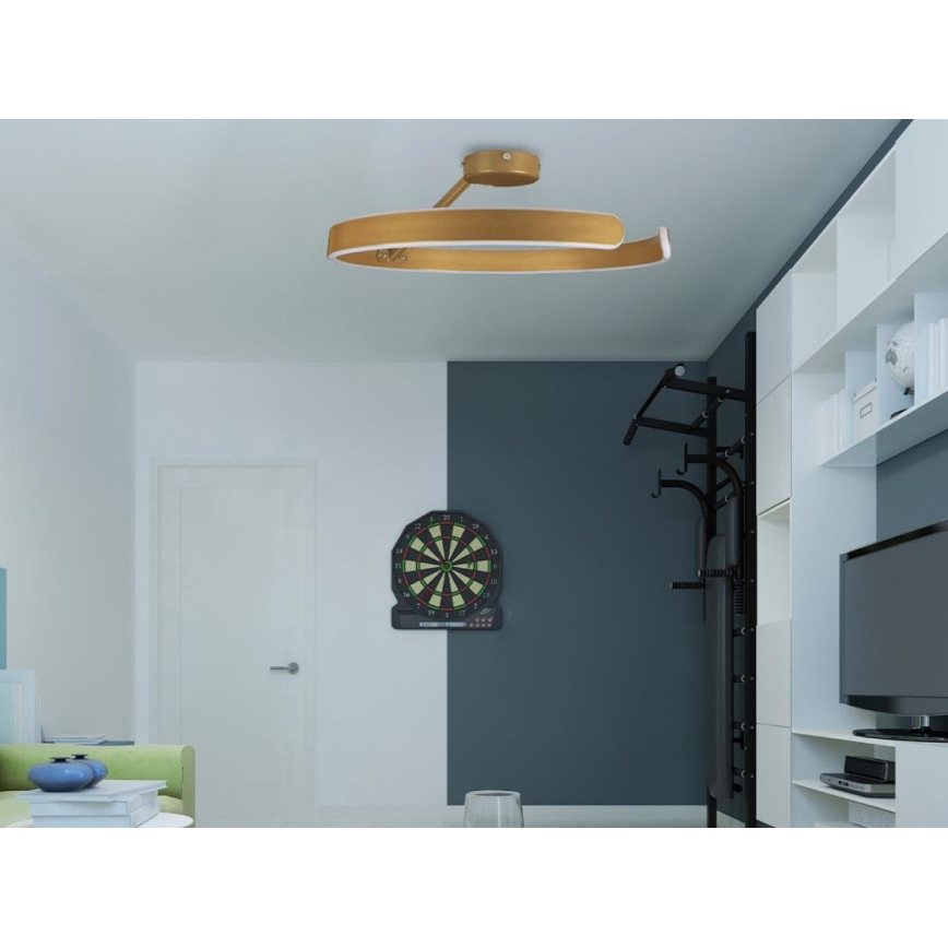 LED Prigušivi nadgradni luster LED/72W/230V 3000-6500K zlatna + daljinski upravljač
