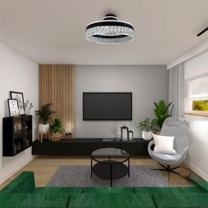 LED Prigušivi kristalni nadgradni luster LED/75W/230V 3000-6500K crna + daljinski upravljač