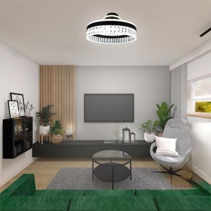LED Prigušivi kristalni nadgradni luster LED/75W/230V 3000-6500K crna + daljinski upravljač