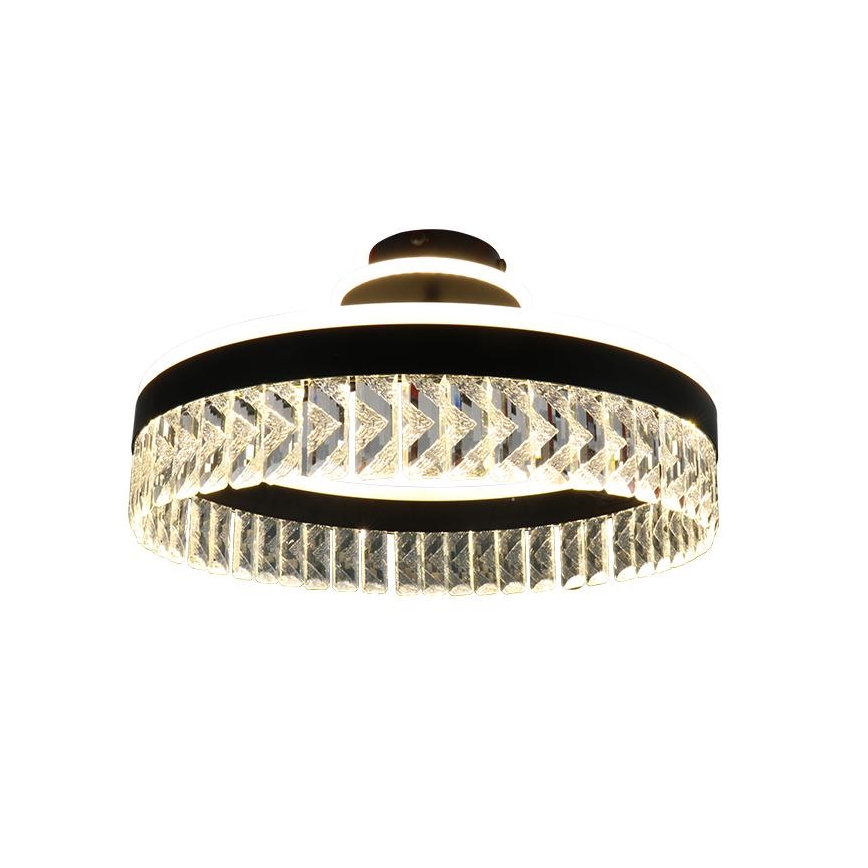 LED Prigušivi kristalni nadgradni luster LED/75W/230V 3000-6500K crna + daljinski upravljač