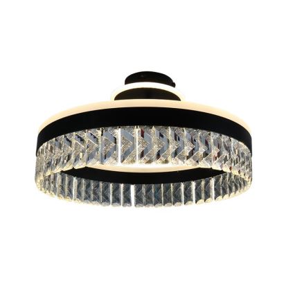 LED Prigušivi kristalni nadgradni luster LED/75W/230V 3000-6500K crna + daljinski upravljač
