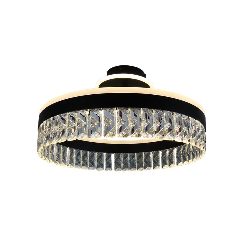LED Prigušivi kristalni nadgradni luster LED/75W/230V 3000-6500K crna + daljinski upravljač