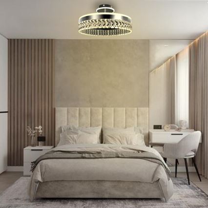 LED Prigušivi kristalni nadgradni luster LED/75W/230V 3000-6500K mat krom + daljinski upravljač