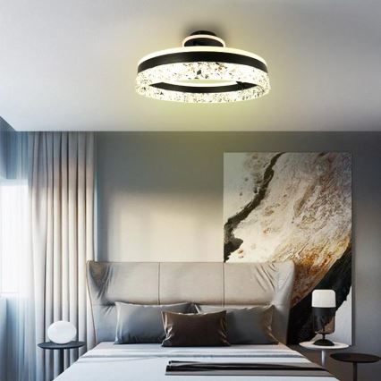 LED Prigušivi nadgradni luster LED/86W/230V 3000-6500K crna + daljinski upravljač