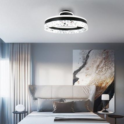 LED Prigušivi nadgradni luster LED/86W/230V 3000-6500K crna + daljinski upravljač