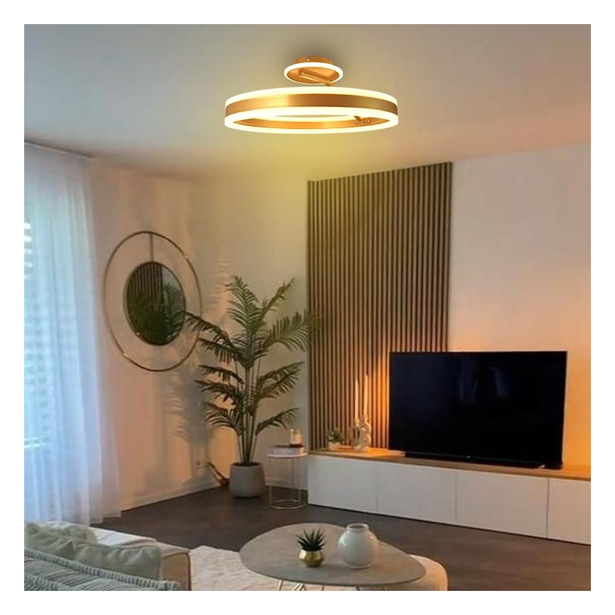 LED Prigušivi nadgradni luster LED/86W/230V 3000-6500K zlatna + daljinski upravljač