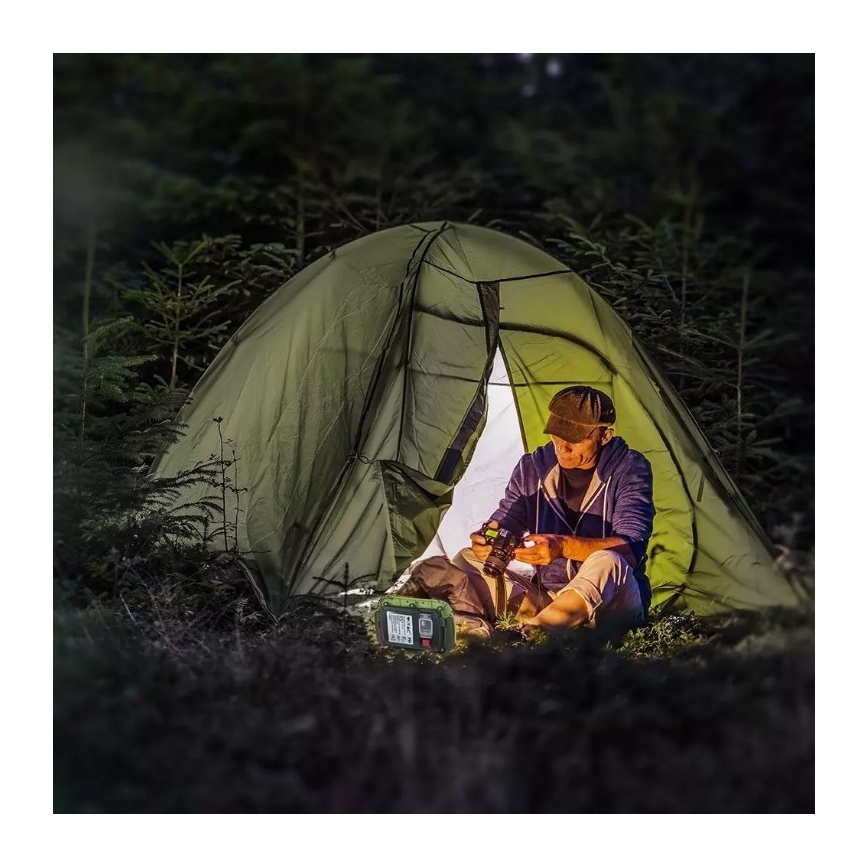 LED Prigušivi punjivi reflektor SAMSUNG CHIP + funkcija SOS LED/20W/3,7V/USB IP44 4000K 7200 mAh zelena