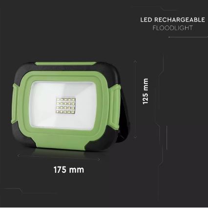 LED Prigušivi punjivi reflektor SAMSUNG CHIP + SOS funkcija LED/10W/3,7V/USB IP44 4000K zelena