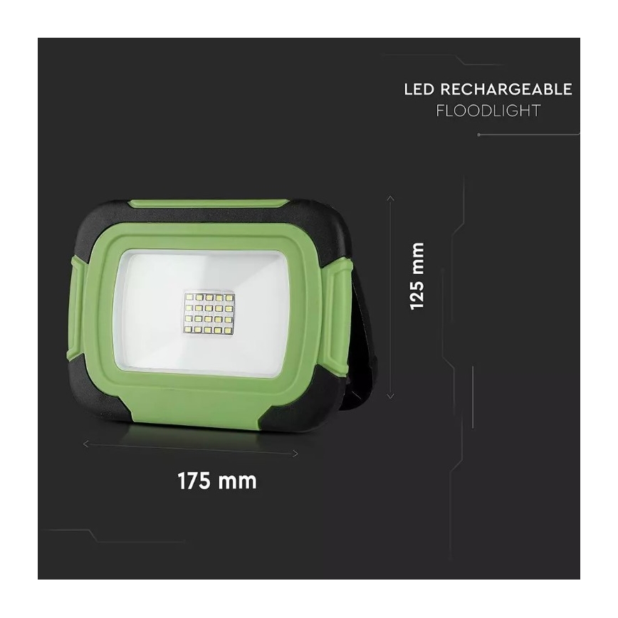 LED Prigušivi punjivi reflektor SAMSUNG CHIP + SOS funkcija LED/20W/3,7V/USB IP44 4000K zelena