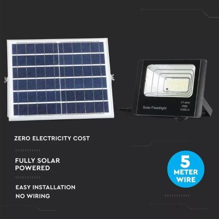 LED Prigušivi solarni reflektor LED/16W/3,2V 4000K IP65 + daljinski upravljač