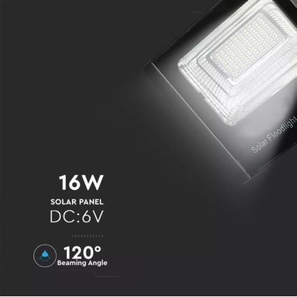 LED Prigušivi solarni reflektor LED/16W/3,2V 4000K IP65 + daljinski upravljač