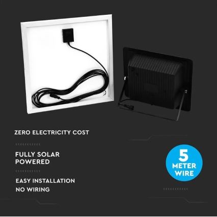 LED Prigušivi solarni reflektor LED/20W/6,4V 4000K IP65 10000 mAh + daljinski upravljač
