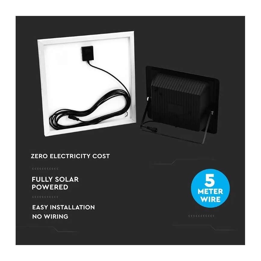 LED Prigušivi solarni reflektor LED/20W/6,4V 4000K IP65 10000 mAh + daljinski upravljač