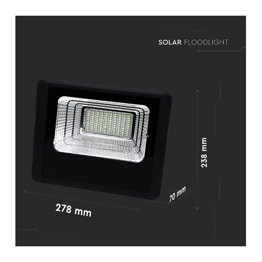 LED Prigušivi solarni reflektor LED/20W/6,4V 4000K IP65 10000 mAh + daljinski upravljač