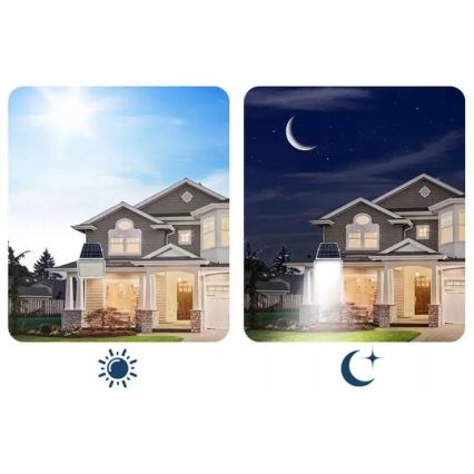 LED solarni reflektor s prigušivanjem LED/50W/3,2V 5000K 6000 mAh IP65 crni + daljinski upravljač