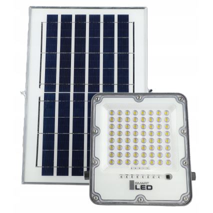 LED solarni reflektor s prigušivanjem LED/50W/3,2V 5000K 6000 mAh IP65 crni + daljinski upravljač
