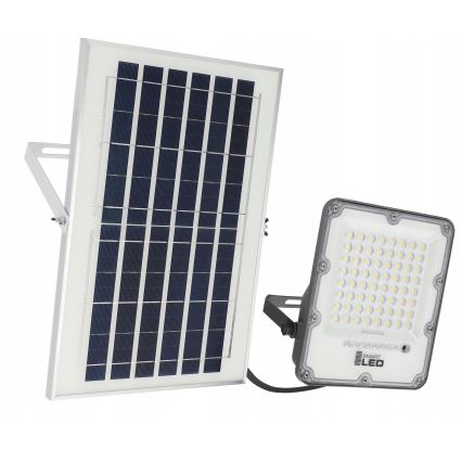 LED solarni reflektor s prigušivanjem LED/50W/3,2V 5000K 6000 mAh IP65 crni + daljinski upravljač