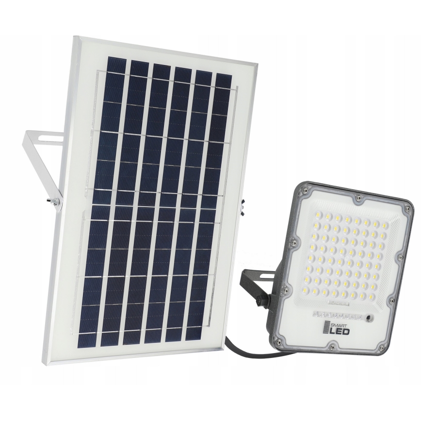 LED solarni reflektor s prigušivanjem LED/50W/3,2V 5000K 6000 mAh IP65 crni + daljinski upravljač