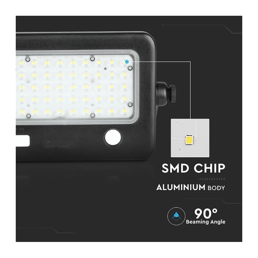 LED Prigušivi solarni reflektor sa senzorom LED/10W/3,7V 4000K IP65 + USB priključak