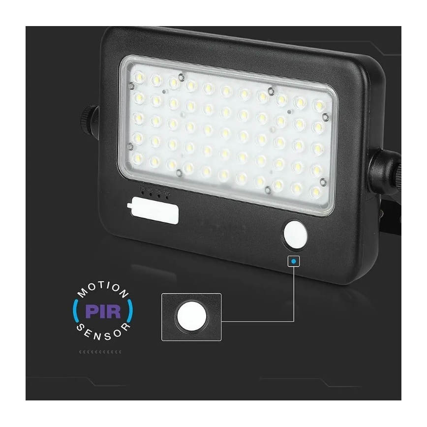 LED Prigušivi solarni reflektor sa senzorom LED/10W/3,7V 4000K IP65 + USB priključak