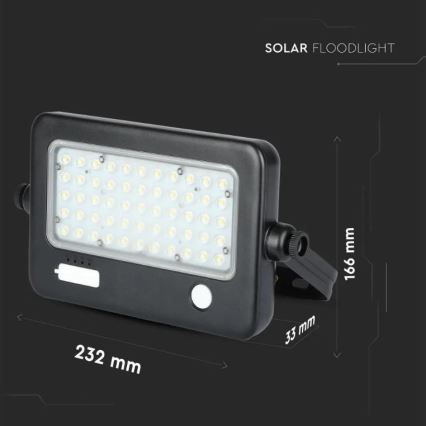 LED Prigušivi solarni reflektor sa senzorom LED/10W/3,7V 4000K IP65 + USB priključak